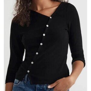 Madewell Asymmetrical Button Front Long Sleeve Cardigan.